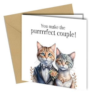 Vous formez le couple parfait ! Amoureux des chats / mariage, carte d'anniversaire #1634