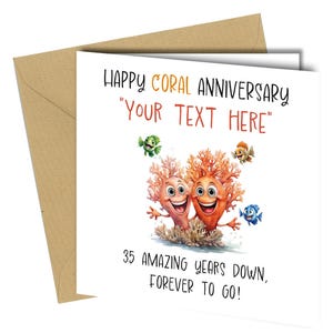 Personalised Happy Coral anniversary 35 year Card Funny Greeting Card wife husband #1739