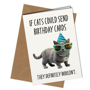 Carte d'anniversaire de lunettes de soleil de chat | Chat drôle | VIP | Ami #191