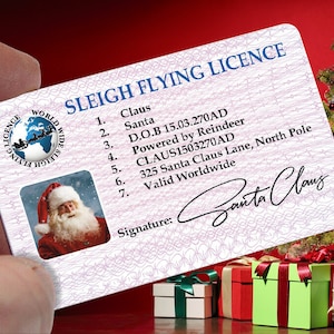 Santa's Lost-rijbewijs, Santa's slee, Santa-rijbewijs, kerstmanzak, kerstversieringen, kerstavonddoos #1209
