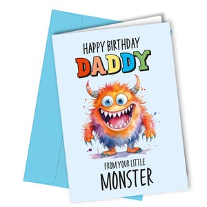 Fijne verjaardag papa van je kleine monster Grappige verjaardagskaart / papa #1648