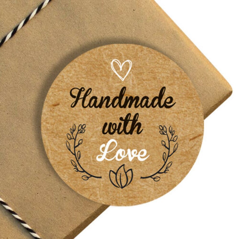 Round Thank You Hand Made With Love Stickers 37mm Gift Box Etsy