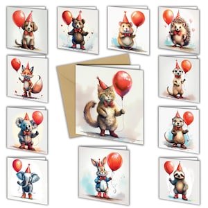 La collection de ballons rouges / Jolie carte de joyeux anniversaire / Animal / Ami