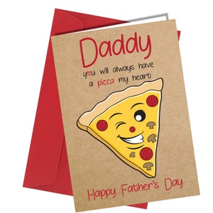 Tarjeta de humor divertida y divertida para el Día del Padre con Daddy Pizza #1345