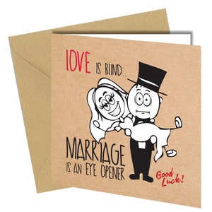 O CASAMENTO É UM ABERTOR DE OLHOS Cartão de noivado Humor adulto Engraçado Engraçado Rude 6x6 #601