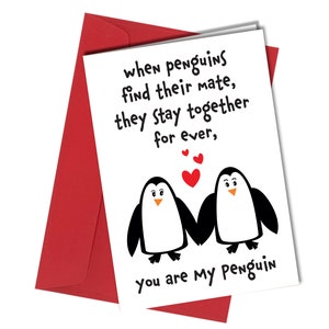 Tu es mon pingouin | Saint-Valentin/carte d'anniversaire | Mari / Femme | Mignon/Amusant #97