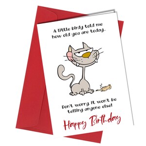 Karte Geburtstag Katze Vogel Little Birdy Lustig Humor #1433
