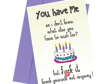 Rude Birthday Card Him / Her / GIRLFRIEND BOYFRIEND greetings card funny humour #238