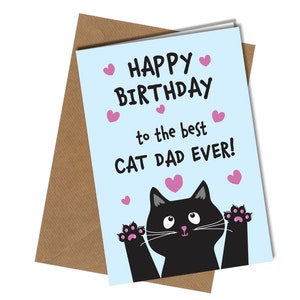 Meilleur papa chat de tous les temps, carte d'anniversaire pour animal de compagnie, papa mari, petit ami, bébé fourrure # 1424
