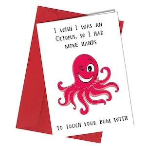 Petite amie coquine pieuvre, anniversaire de femme, carte d'anniversaire de la Saint-Valentin #1531