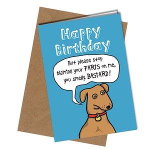 Cartão de aniversário engraçado do cão Cartão rude para marido parceiro namorado pai #1549
