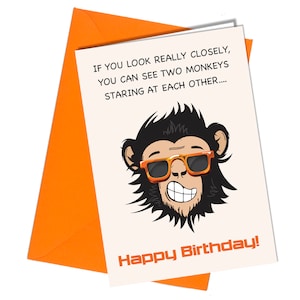 Cartão de aniversário engraçado e atrevido de macaco, amigo, sobrinho, tio, neto #1530