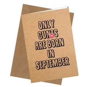 Nato a settembre Biglietto di auguri di compleanno / Biglietto di auguri / Commedia / Maleducato / Divertente / Umorismo #318