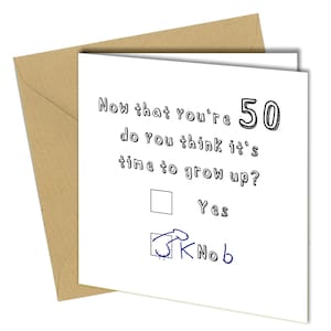 Carte 50e anniversaire drôle garçon fils fille humoristique 50e cinquantième #1029