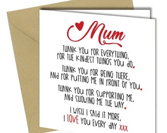 MOTHERS DAY CARD Rude / Funny / Love / Cheeky / Fun Love you Every Day #715