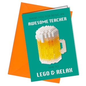 Bier / cider Bedankt geweldige lerarenkaart Le-go and relax mannelijke leraar #114