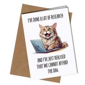 Carte d'anniversaire chat sur ordinateur portable / chat animal Carte de voeux drôle #370