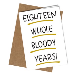 18e 18e 18e jaar zoon / dochter / nicht / neef / kleindochter / kleinzoon Verjaardag grappig onbeleefd kaart #1512