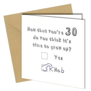 Drôle 30e anniversaire carte garçon fils fille humoristique trente trentième #1027