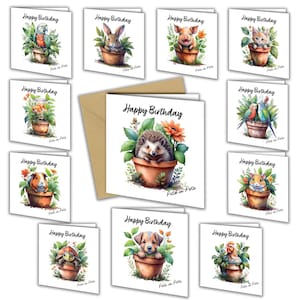 Pets in Pots / Geburtstagskarte / Tier / Pflanze / Freund