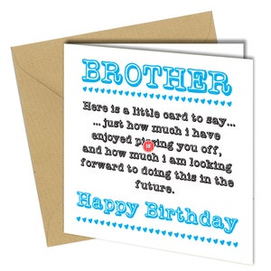 CARTOLINA DI COMPLEANNO FRATELLO / Biglietto di auguri / Commedia / Maleducato / Divertente / Umorismo #535