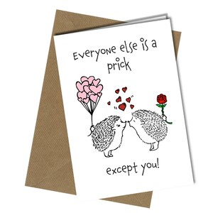 SAINT-VALENTIN / ANNIVERSAIRE Carte de voeux hérisson pour tout le monde HUMOUR Drôle grossier #1459