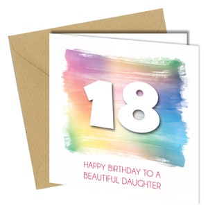 Bellissima figlia 18° diciottesimo 18 diciotto rosa viola biglietto di compleanno #1494