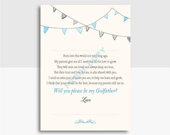 Will you be my Godparent / Godmother / Godfather card | Bunting | Cream background