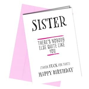 Hermana, no hay nadie como tú / Tarjeta de cumpleaños / Grosero / Divertido #1303