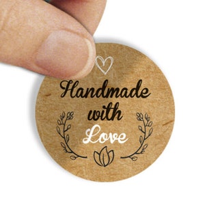 Pegatinas redondas de agradecimiento hechas a mano con amor de 37 mm para cajas de regalo, etiquetas para alimentos, 35 etiquetas por pedido