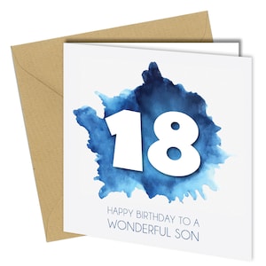Carte d'anniversaire Merveilleux Fils 18e 18e 18e Bleue #1493