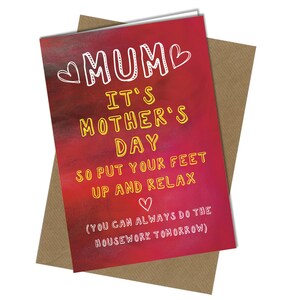 Muttertags Karte / Mama / Liebe / Rude / Lustig / Frech / Spaß Put Your Feet Up #925