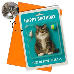 Anniversaire personnalisé chien chat fête des pères carte Saint Valentin / figurine articulée animal de compagnie pour maman / look unique - téléchargement photo n° 1860a