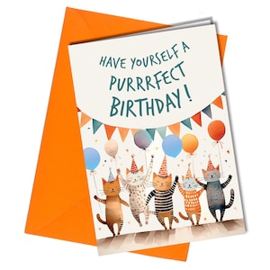 Carte d'anniversaire drôle de chat / Anniversaire parfait / Grand-mère, grand-père, maman, papa #1678