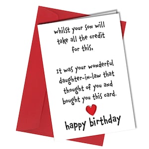 Belle-mère/beau-père/belle-fille maman papa fils Carte d'anniversaire #86