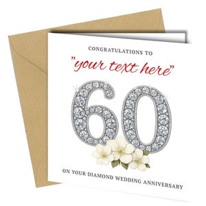 Personalised non personalised Happy Diamond anniversary 60 years Card Greeting Card wife husband mum and dad  #1868