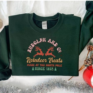 Reindeer Treats Christmas sweatShirt, Cute Christmas sweater, Trendy holiday sweatshirts, Retro Christmas tshirts, Vintage Christmas shirts