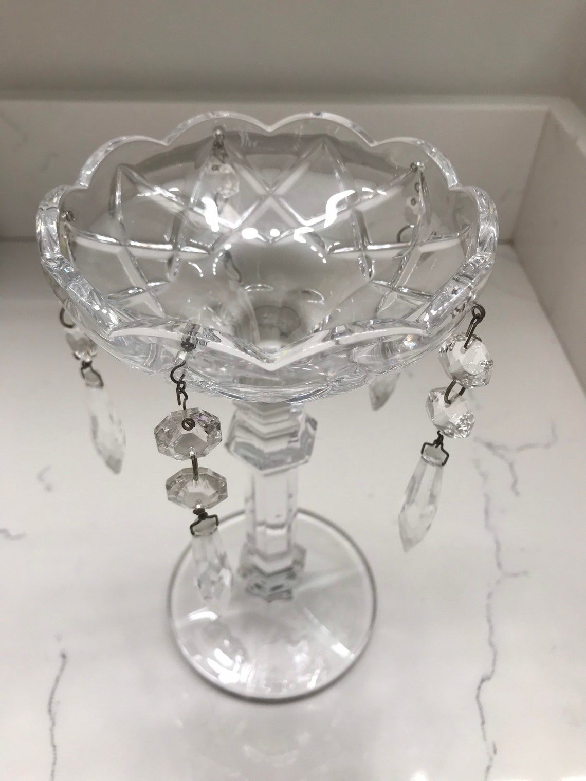 Vintage Crystal Chandelier Luster Candle Holder Etsy