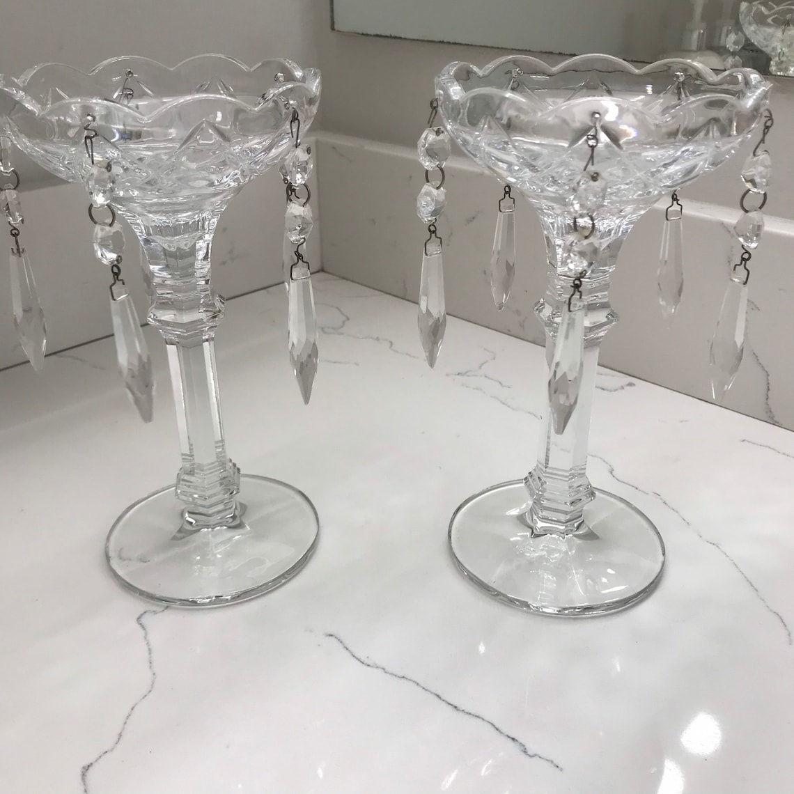 Vintage Crystal Chandelier Luster Candle Holder Etsy