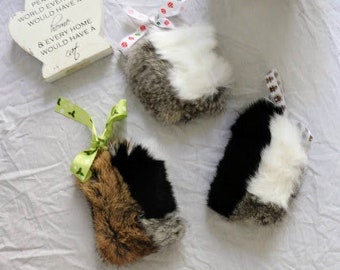 Recycled fur cat toys contain organic catnip grown in Canada
