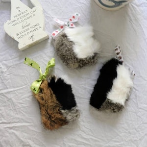 Recycled fur cat toys contain organic catnip grown in Canada