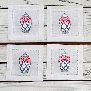 Chinoiserie Ginger Jar set of 4 Cocktail Napkins or Guest Towels