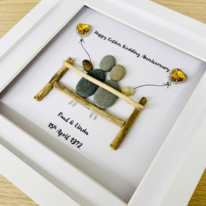 Golden Wedding Anniversary pebble Frame,Personalised Anniversary Pebble Frame,Wedding Anniversary gift, Gift for Grandarents, Wedding Gifts image 6