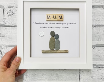 Mummy pebble frame, Mothers Day Gift, personalised gifts, family pebble art, gift for mum, mothers day gift from daughter, mum pebble frame