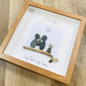 family pebble frame, personalised gifts, family pebble art, gifts for a new baby, new home gift, best home gift ideas, pebble frame,