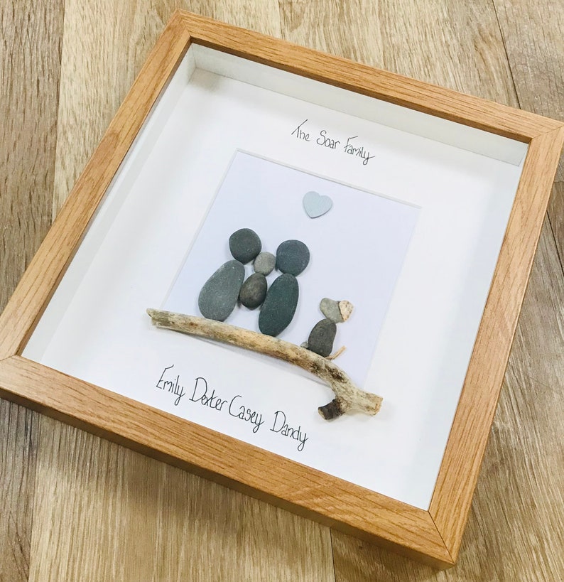 family pebble frame, personalised gifts, family pebble art, family gifts, gift for friend, new home gift, best home gift ideas, pebble frame image 9