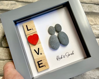 Love pebble art, personalised gifts, couple pebble art, gift for boyfriend, scrabble gift, best Valentines gifts, Wife gift, gifts for him