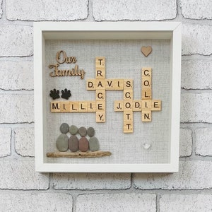Family Scrabble & Pebble Frame,Personalised Gifts,Scrabble,Pebble Art Family, Scrabble Art, Fathers DayGifts, Family Gift, Birthday Gift image 4