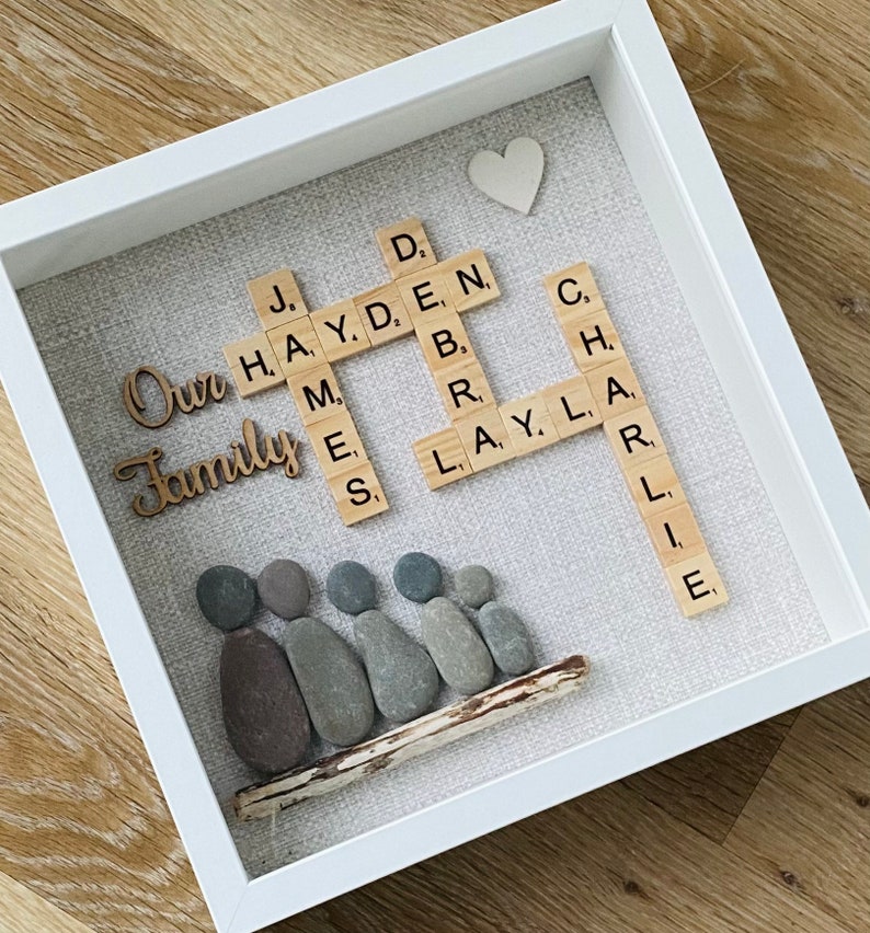 Family Scrabble & Pebble Frame,Personalised Gifts,Scrabble,Pebble Art Family, Scrabble Art, Fathers DayGifts, Family Gift, Birthday Gift image 5