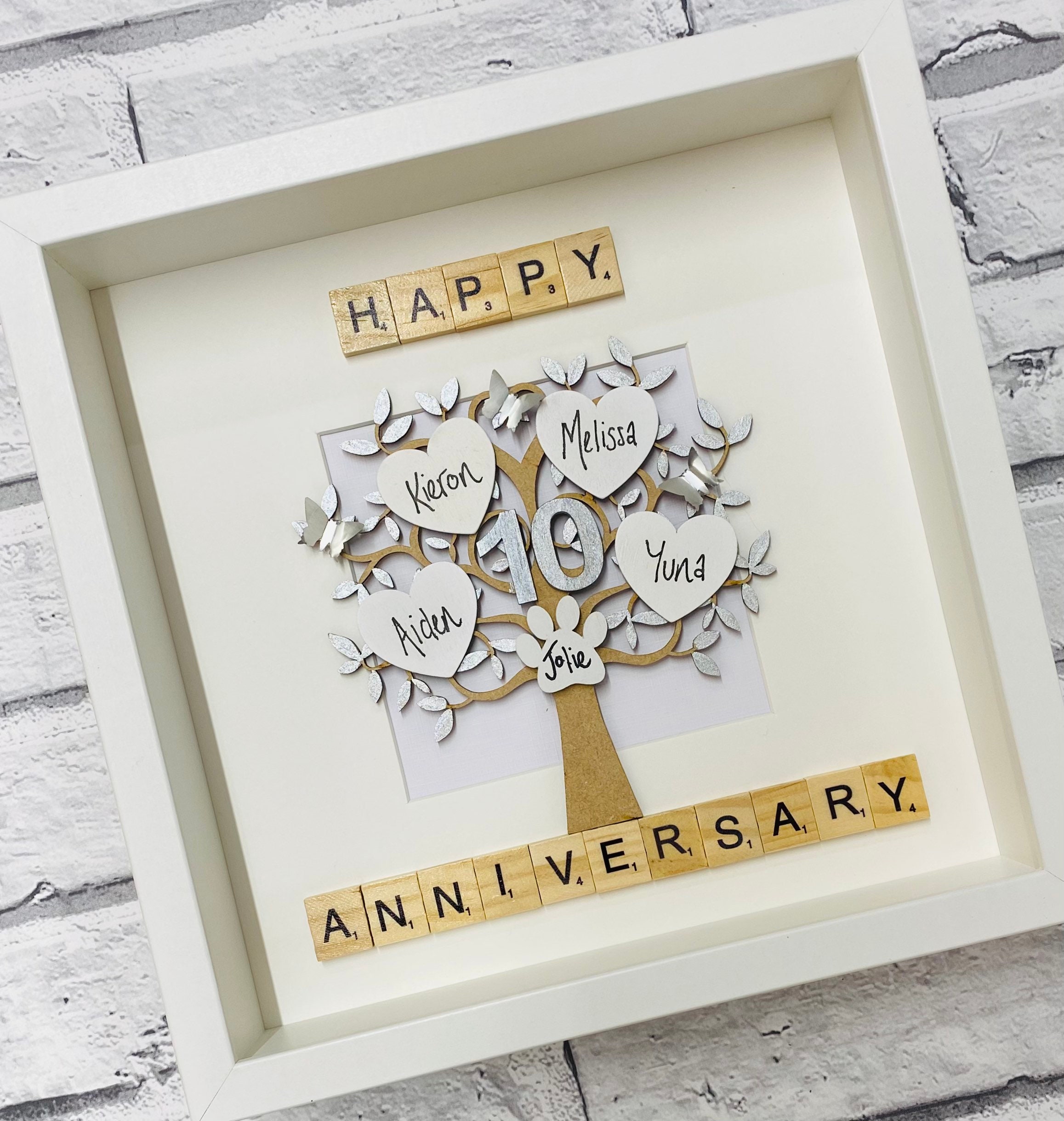 a Scrabble Art Picture Frame Date Tree Wedding/Engagement/Anniversary/New Home 